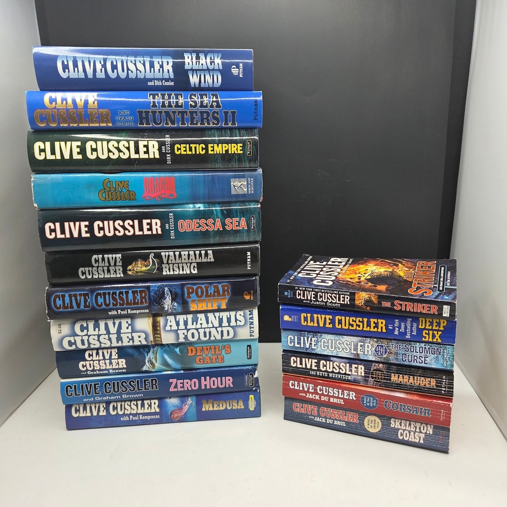 Clive Cussler Book Lot 17 Dirk Pitt Oregon Files Isaac Bell Mixed Hardcover PB